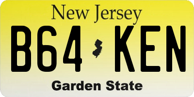 NJ license plate B64KEN
