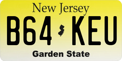 NJ license plate B64KEU