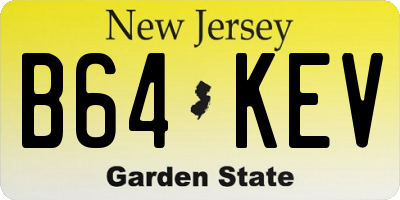NJ license plate B64KEV