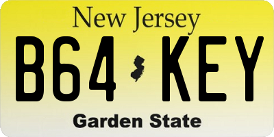 NJ license plate B64KEY