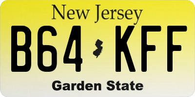 NJ license plate B64KFF