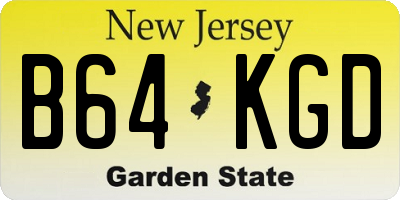 NJ license plate B64KGD