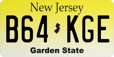 NJ license plate B64KGE