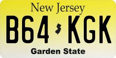 NJ license plate B64KGK