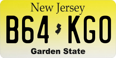 NJ license plate B64KGO