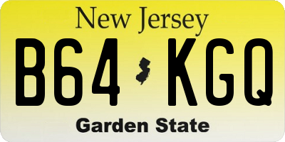 NJ license plate B64KGQ