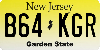 NJ license plate B64KGR