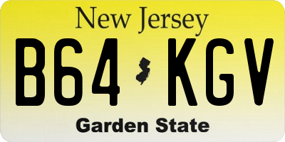 NJ license plate B64KGV