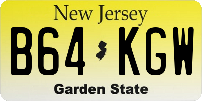 NJ license plate B64KGW