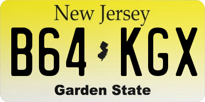 NJ license plate B64KGX