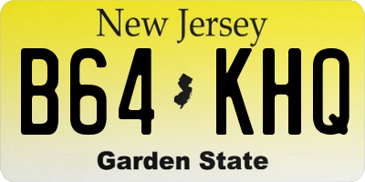NJ license plate B64KHQ