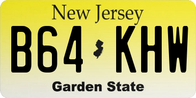 NJ license plate B64KHW