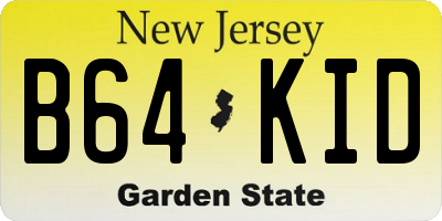 NJ license plate B64KID