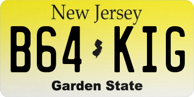 NJ license plate B64KIG