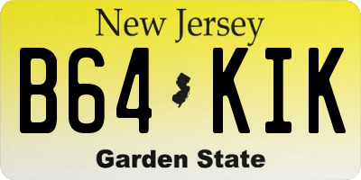 NJ license plate B64KIK
