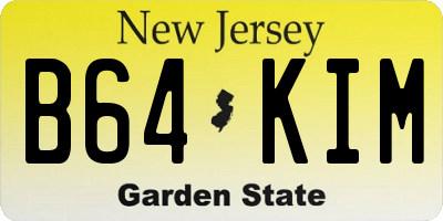 NJ license plate B64KIM