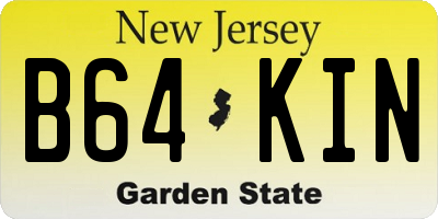 NJ license plate B64KIN