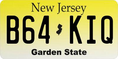 NJ license plate B64KIQ