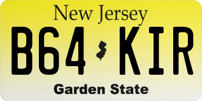 NJ license plate B64KIR