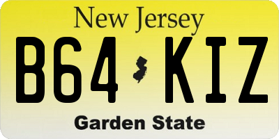 NJ license plate B64KIZ