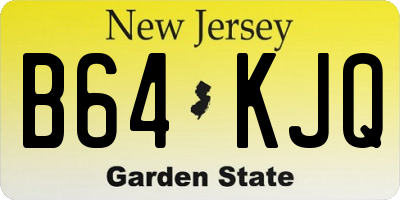 NJ license plate B64KJQ