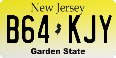 NJ license plate B64KJY