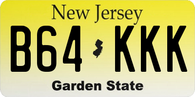 NJ license plate B64KKK