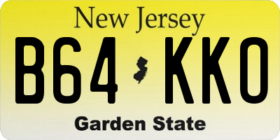 NJ license plate B64KKO