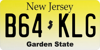 NJ license plate B64KLG