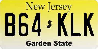 NJ license plate B64KLK