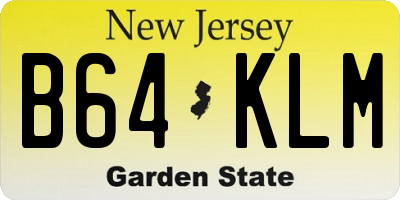 NJ license plate B64KLM