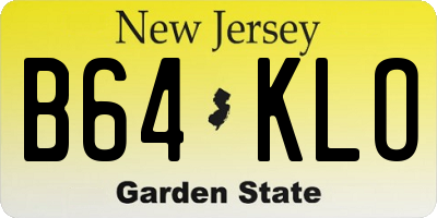 NJ license plate B64KLO