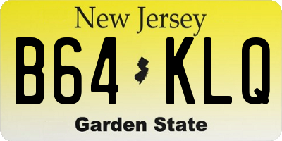NJ license plate B64KLQ
