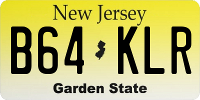 NJ license plate B64KLR