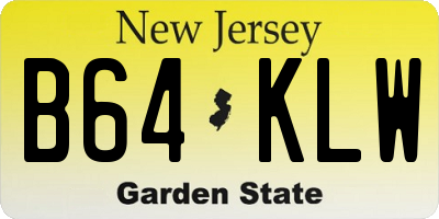 NJ license plate B64KLW