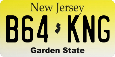 NJ license plate B64KNG