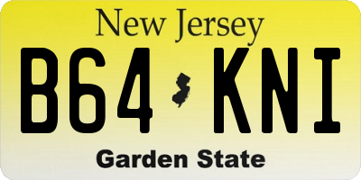 NJ license plate B64KNI