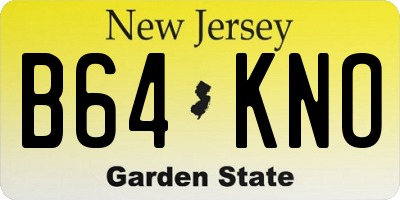 NJ license plate B64KNO