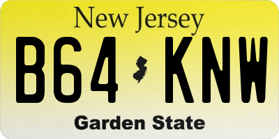 NJ license plate B64KNW