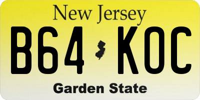 NJ license plate B64KOC
