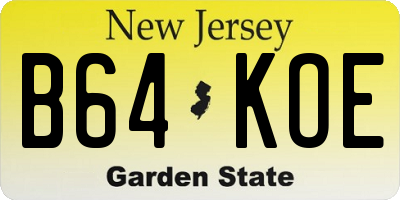 NJ license plate B64KOE