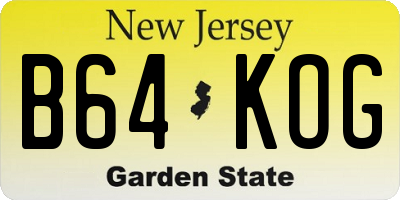 NJ license plate B64KOG