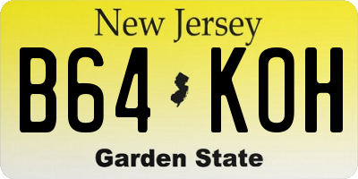 NJ license plate B64KOH