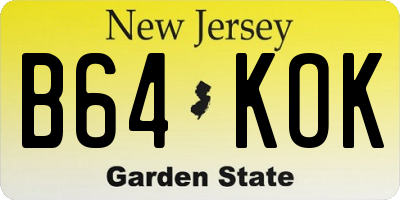 NJ license plate B64KOK