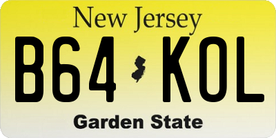 NJ license plate B64KOL