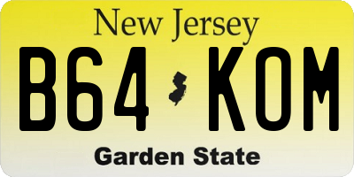 NJ license plate B64KOM