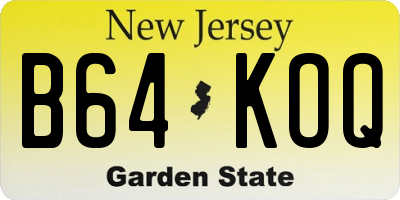 NJ license plate B64KOQ