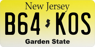 NJ license plate B64KOS