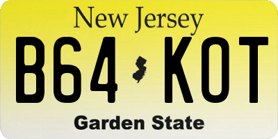 NJ license plate B64KOT