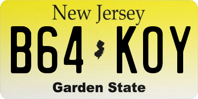 NJ license plate B64KOY